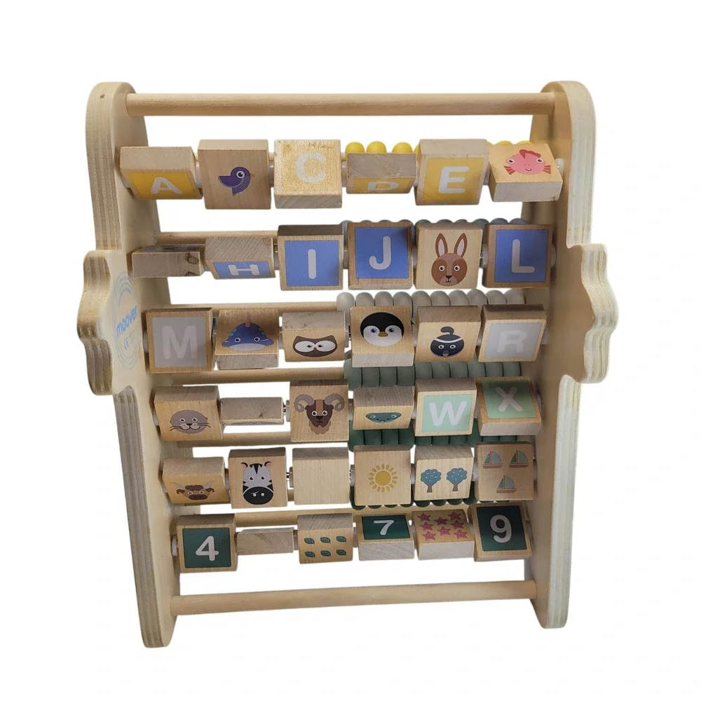 Moover Wooden Abacus Alphabet ABC Letters Numbers Animals Educational‎ Toy
